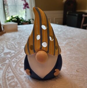 Koppers Home Blue & Yellow Striped Gnome Tealight Candle Holder French Riviera